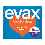 EVAX Compresas cottonlike super alas 12 unidades 