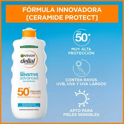 DELIAL Sensitive advanced leche solar piel sensible spf 50 plus 400 ml. 