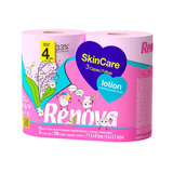 RENOVA Papel higiénico skin care rosa 4 unidades 