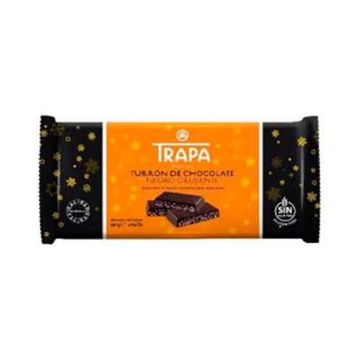 TRAPA Turron chocolate negro crujiente 140 gr 