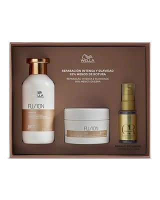 WELLA PROFESSIONALS Estuche reparacion fusion <br> mascarilla 150 ml + champú  <br> 250 ml + talla de viaje regalo 