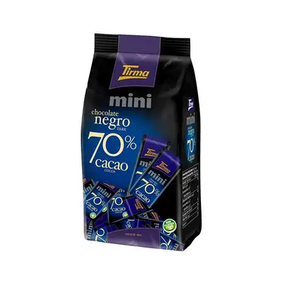 TIRMA Mini tabletas chocolate 70% cacao 18 unidades x 10 gr 