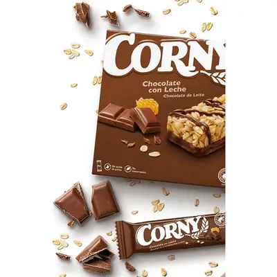 Barritas de cereales con chocolate con leche Corny pack de 6 unidades de 25  g.