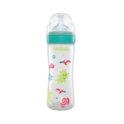 NEOBABY Biberon pp silicona 250 ml dino verde. 