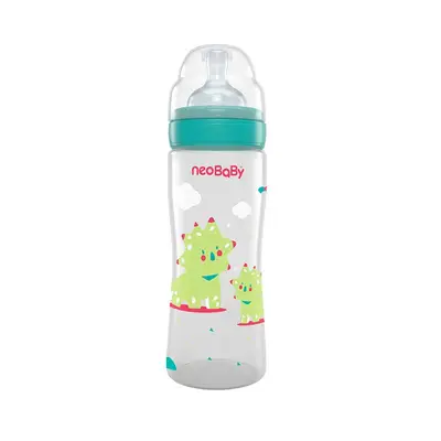 NEOBABY Biberon pp silicona 330 ml dino verde. 