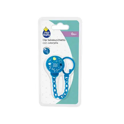 NEOBABY Clip chuepete con correa azul. 