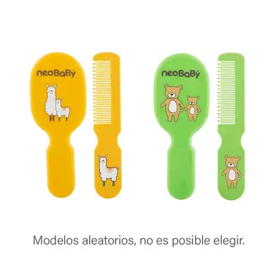 NEOBABY Set cepillo + peine 0m+ 2 piezas surtido. 