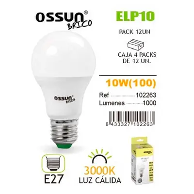 OSSUN Bombilla led estandar calida 10w e27 