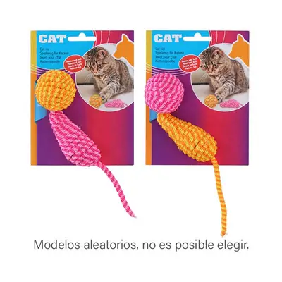 EDCO Juguete gato raton+pelota 2 piezas surtido 