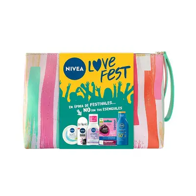 NIVEA Estuche festivalero desodorante for wom roll on invisible black-white 50 ml + liposan protect-labial mora + nivea sun locion protege e hidrata spf 50+ 100 ml + agua micelar m 