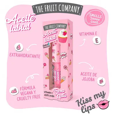 THE FRUIT COMPANY Aceite labial de fresa y nata 3,6 ml 