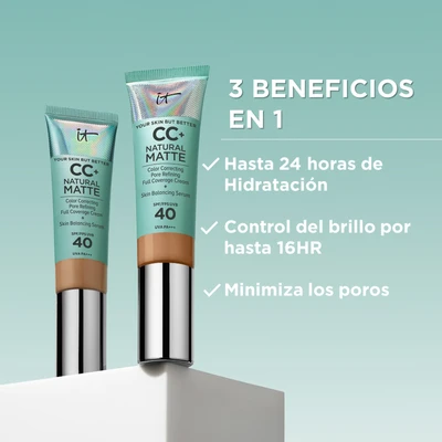 IT COSMETICS Cc+ natural matte spf 40 <br> base de maquillaje matificante control de brillo 