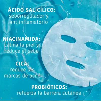 IROHA NATURE Mascarilla antiimperfecciones con acido salicilido,niacinamida, cica y probioticos 