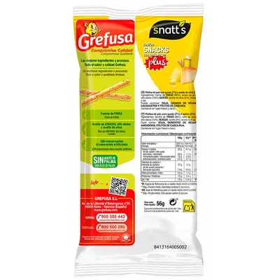 GREFUSA Snatt´s palitos con queso 56 gramos 