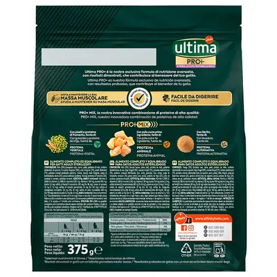 ULTIMA Pienso de pollo para gatos esterilizados cat pro+ 375 gramos 