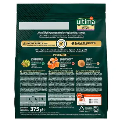 ULTIMA Pienso de salmon para gatos esterilizados cat pro+ 375 gramos 