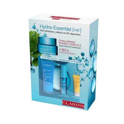 CLARINS Estuche hydra essentiel <br> crema hidratante todo piel 50 ml  <br> + hydra-essentiel <br> serum intensivo bifasico 10 ml <br> + hydra essentiel  