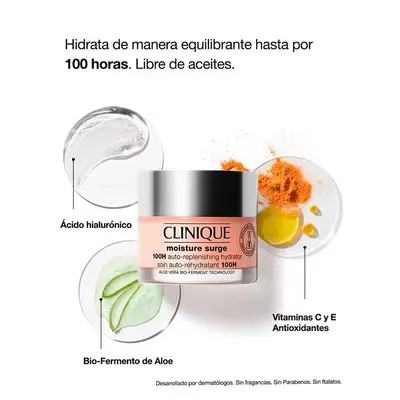 CLINIQUE Estuche moisture surge crema <br> 100h 50 ml + <br> moisture surge mascarilla 30 ml <br> + all about eyes 5ml 