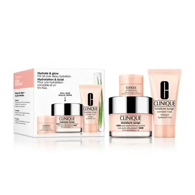 CLINIQUE Estuche moisture surge crema <br> 100h 50 ml + <br> moisture surge mascarilla 30 ml <br> + all about eyes 5ml 