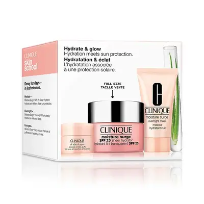 CLINIQUE Estuche moisture source <br> crema spf 50 ml + <br> moisture surge mask 30ml <br>+ all about eyes 5 ml 