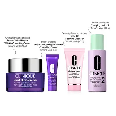 CLINIQUE Estuche smart cream 50ml <br> + smart serum 5ml <br> rinse off cleanser 30 ml <br> + lotion 60ml 