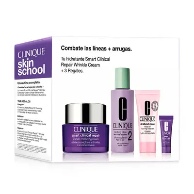 CLINIQUE Estuche smart cream 50ml <br> + smart serum 5ml <br> rinse off cleanser 30 ml <br> + lotion 60ml 