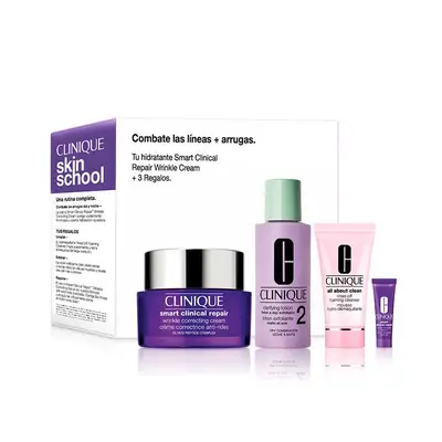 CLINIQUE Estuche smart cream 50ml <br> + smart serum 5ml <br> rinse off cleanser 30 ml <br> + lotion 60ml 