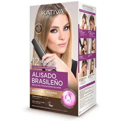 KATIVA Kit alisado brasileño para cabellos rubios 