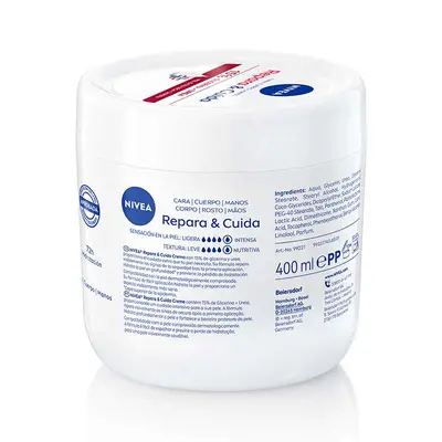 NIVEA Reapara & cuida crema corporal en tarro de glicerina y urea 400 ml 