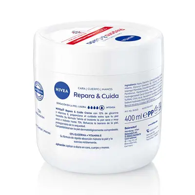 NIVEA Reapara & cuida crema corporal en tarro de glicerina y vitamina e 400 ml 