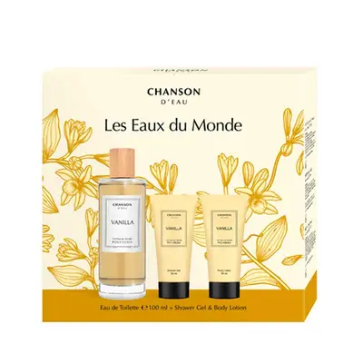 CHANSON D`EAU Set les eaux du monde vainilla 3 piezas eau de toilette 100 ml vaporizador + gel de baño 50 ml + locion corporal 50 ml 