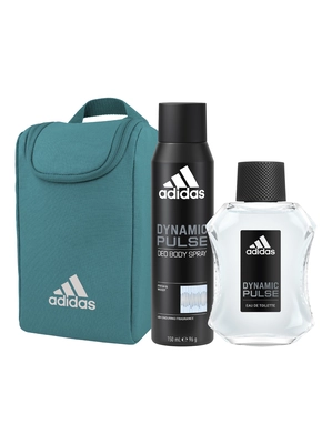 ADIDAS Set dynamic pulse 3 piezas eau de toilette 100 ml vaporizador + body spray 150 ml + bolsa 