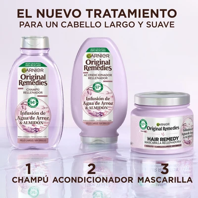 GARNIER Champú agua de arroz 300 ml 