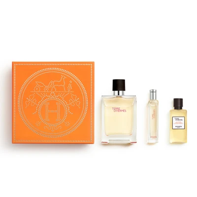 HERMES Estuche terre dhermes <br> eau de toilette <br> 100 ml vaporizador + gel de ducha <br> 40 ml + 15 ml vaporizador 