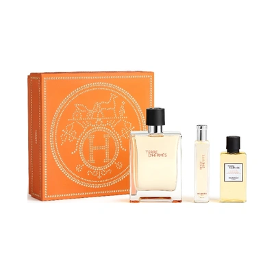 HERMES Estuche terre dhermes <br> eau de toilette <br> 100 ml vaporizador + gel de ducha <br> 40 ml + 15 ml vaporizador 