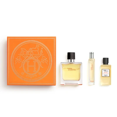 HERMES Estuche terre dhermes <br> eau de parfum <br> 75 ml vaporizador + gel de ducha <br> 40 ml + 15 ml vaporizador 