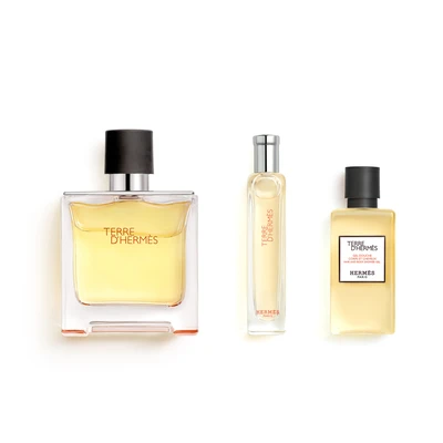 HERMES Estuche terre dhermes <br> eau de parfum <br> 75 ml vaporizador + gel de ducha <br> 40 ml + 15 ml vaporizador 