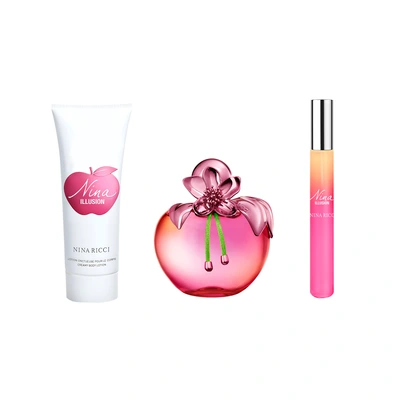 NINA RICCI Estuche illusion <br> eau de parfum <br> 80 ml vaporizador + loción corporal <br> 75 ml + rollon <br> 10 ml 