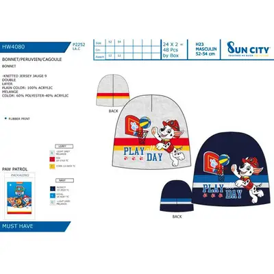 SUN CITY Gorro paw patrol surtido 