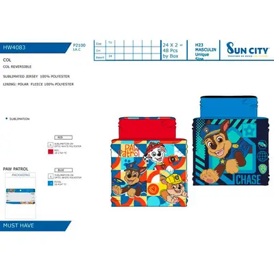 SUN CITY Braga cuello polar paw patrol surtido 