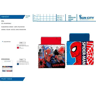 SUN CITY Braga cuello polar spiderman surtido 