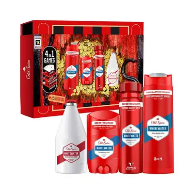 OLD SPICE Estuche gamebox desodorante whitewater stick 50 ml + desodorante spray 150 ml + gel de ducha 400 ml + captain after shave 