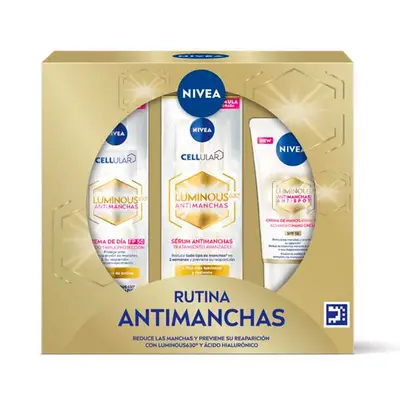 NIVEA Set facial cellular luminous serum antimanchas 30 ml + crema de día fp50 antimanchas 40 ml + crema de manos antimanchas 50 ml 