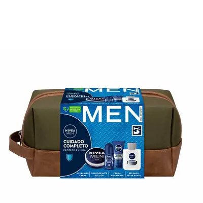 NIVEA Set men cuidado completo balsamo after shave protege y cuida 100 ml + men creme 75 ml + desodorante roll on protege y cuida men 50 mlma hidratante protege y cuida 75 ml 