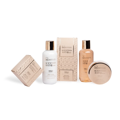 IDC Set de baño canasta baño bronze 5 piezas gel de ducha 160ml + locion coporal 160ml + sales de baño 150gr + jabon de baño 100 gr + crema de manos 60ml 