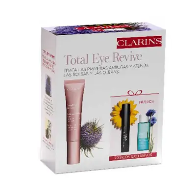 CLARINS Estuche contorno <br> ojos total eye revive <br> 15 ml +  <br> locion desmaquillante <br> expres de ojos 10 ml <br> mascara pestañas <br> 