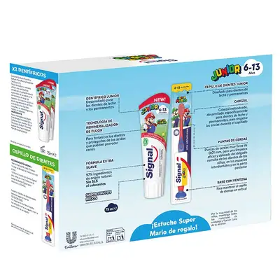 SIGNAL Estuche super mario cepillo de dientes junior + dentífrico junior 75 ml + dentífrico junior 75 ml 