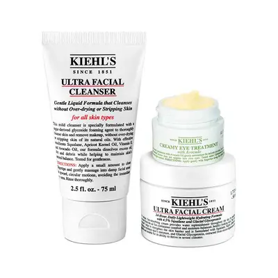 KIEHLS Estuche ultra facial <br> limpiador 75 ml <br> + ultra cream 50ml <br> + contorno de ojos <br> avocado 14ml 