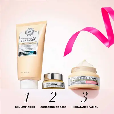 IT COSMETICS Estuche confidence <br> crema 60 ml + <br> confidence night <br> crema 60 ml + <br> contorno ojos <br> 15 ml <br> + serum 75 ml <br> 