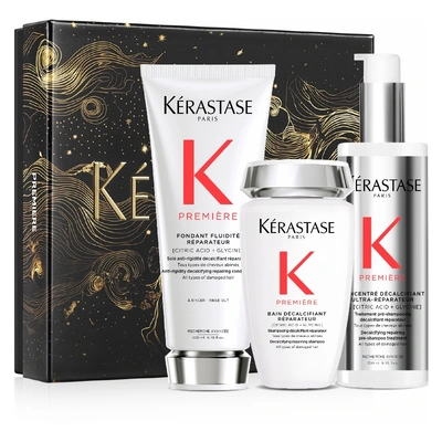 KERASTASE Estuche premiere<br> champu reparador descalcificante 250 ml <br>+ acondicionador concentrado ultra reparador 250 ml<br>+ fluido 